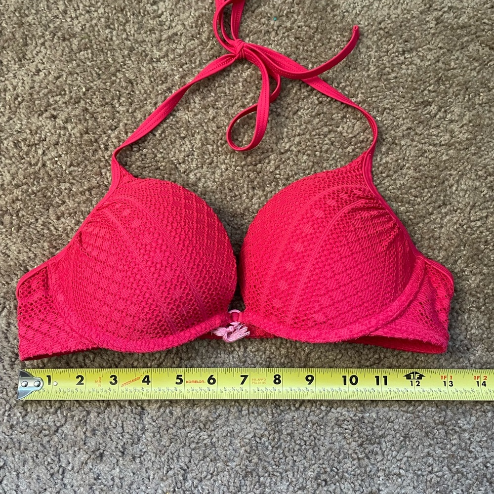 34C Aerie Charley hot pink push up underwire bikini top, swim suit.